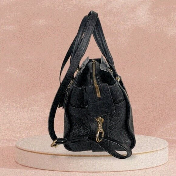 COACH Pebble Leather Swagger 27 Crossbody Handbag Satchel Black - Picture 5 of 9